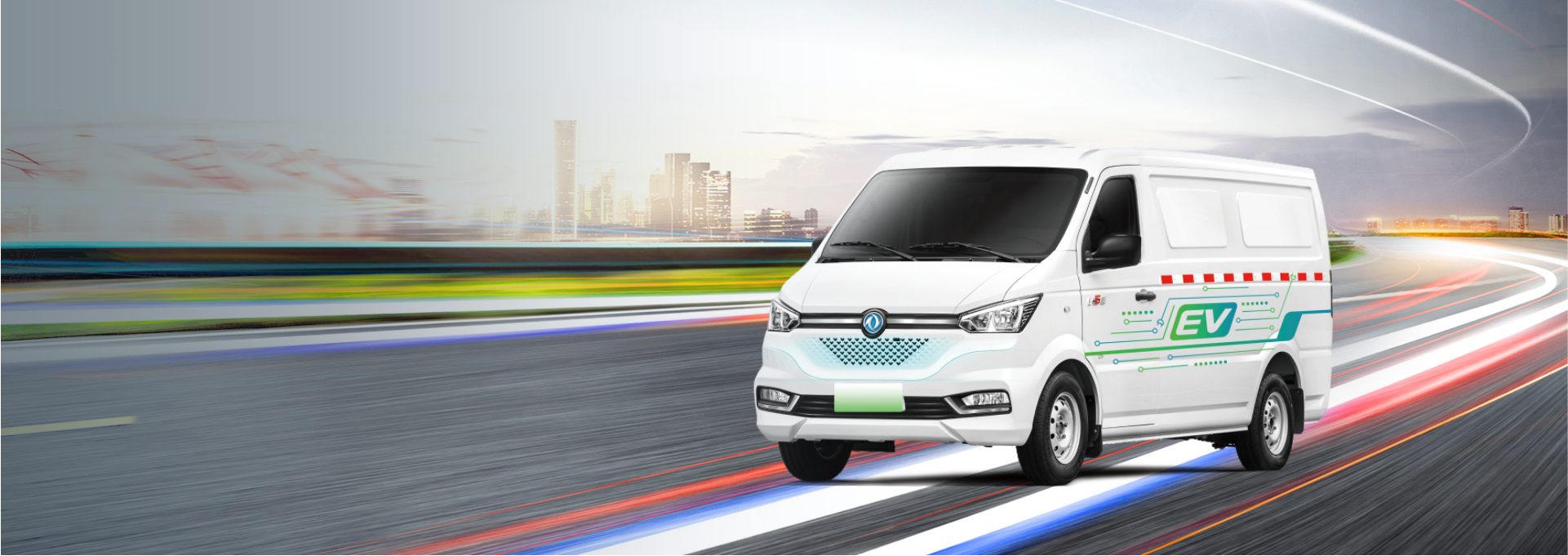 Dongfeng E-STAR V in white, front three-quarter view