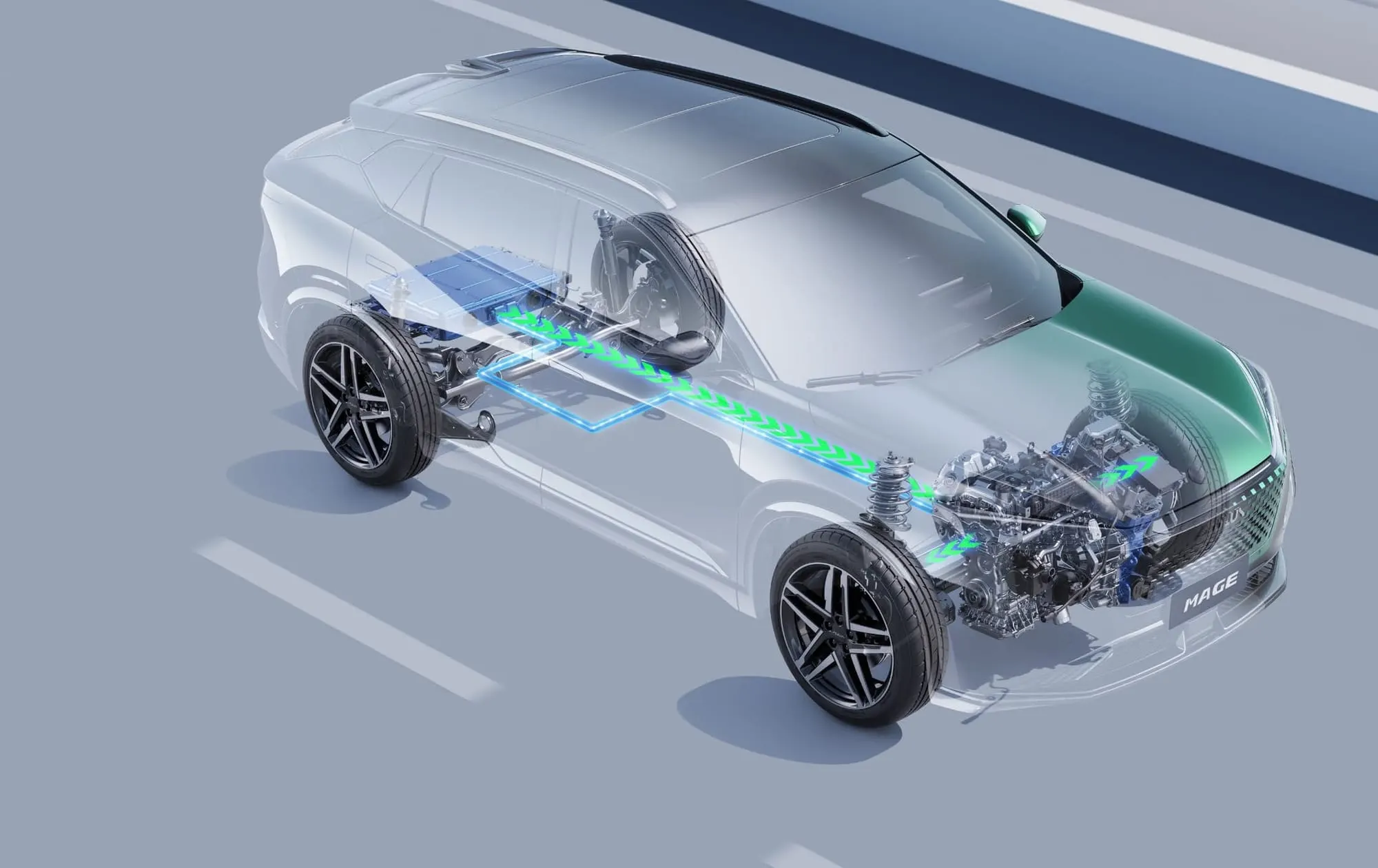 Powertrain layout of the Dongfeng Mage